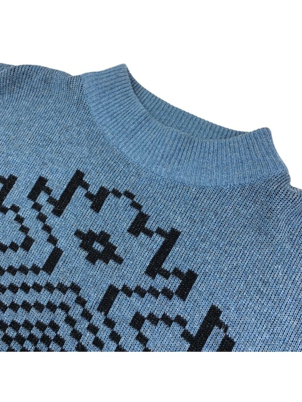VTG Bloomingdale's Men's Wool/Acrylic Mock Neck Sweater Blue/Black • XL
